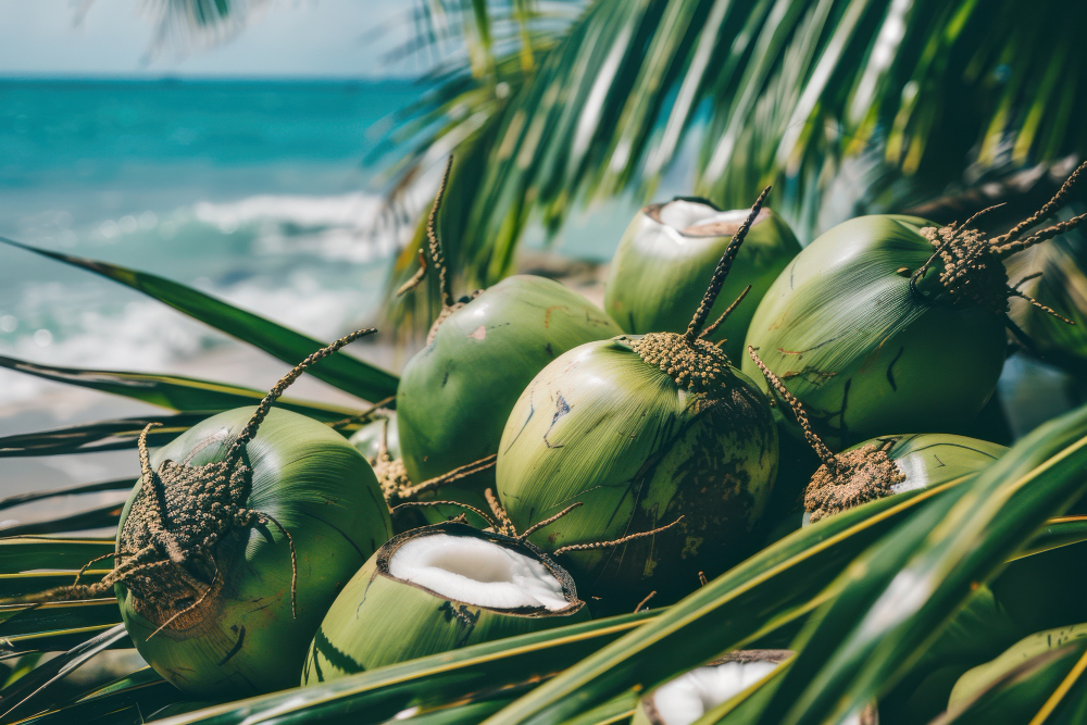 Kokosová voda se získává z mladých, ještě zelených, ořechů